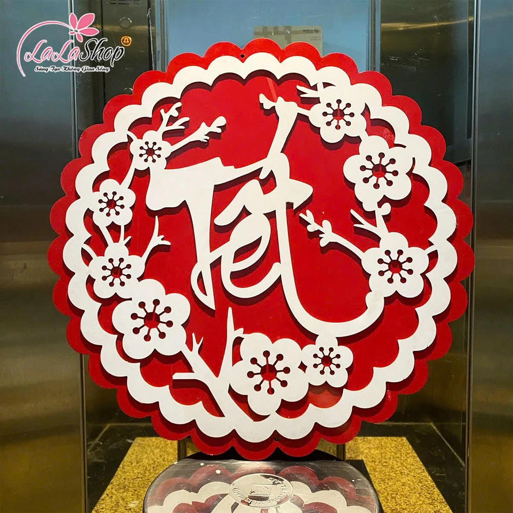 Bảng gỗ chữ tết đỏ trang trí tết