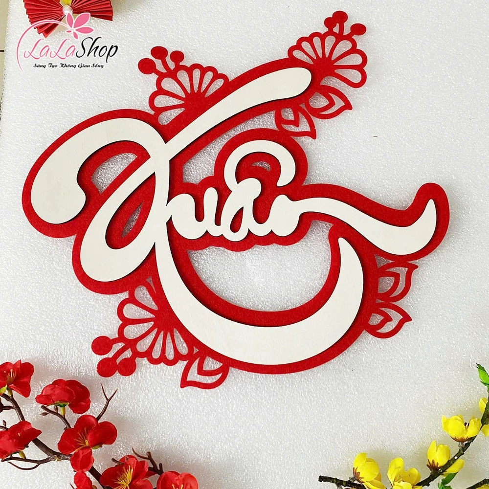 Chữ xuân vải nỉ cao cấp dày dặn trang trí tết