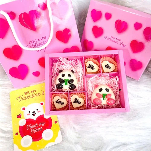 Hộp Socola tình nhân gấu trúc chữ love you yêu em