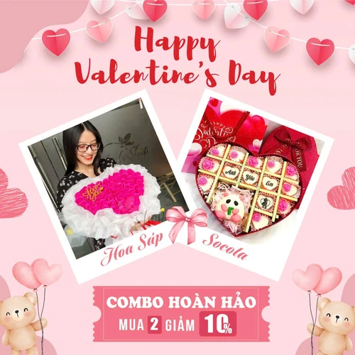 Set Quà Tặng Bó Hoa Sáp Và Socola Valentine Tặng Người Yêu