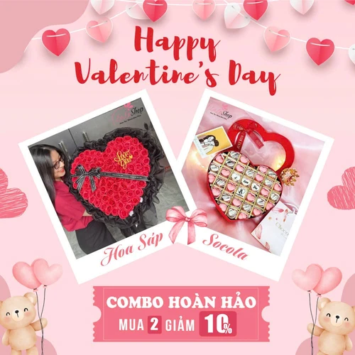 Set Quà Tặng Valentine Hoa sáp Cao Cấp Và Socola Chữ Love