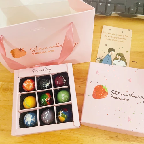 Hộp 9 Viên Socola Bon Bon Valentine Tình Yêu Quà Tặng Ấm Áp