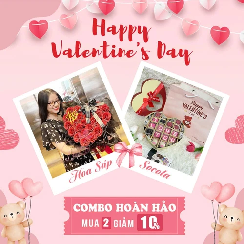 Set Quà Tặng Hoa Kim Tuyến Nhủ Và Socola Tặng Valentine