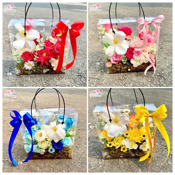 Hộp Mica hoa Tulip mix hoa sáp thơm ngọt ngào