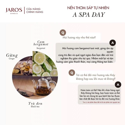 Nến Thơm lành tính từ Sáp Tự Nhiên JAROS Candle 220ml A SPA DAY