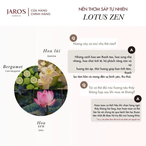 Nến Thơm lành tính từ Sáp Tự Nhiên JAROS Candle LOTUS ZEN 220ml