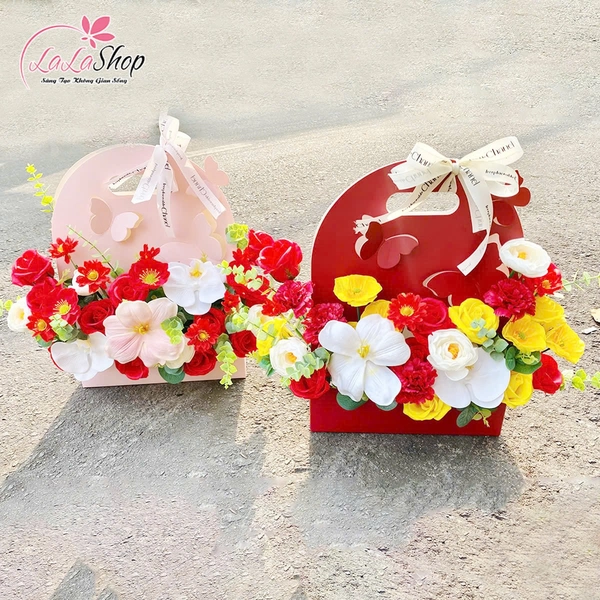 Giỏ bướm hoa sáp thơm mix nhiều loại rực rỡ quà tặng ý nghĩa