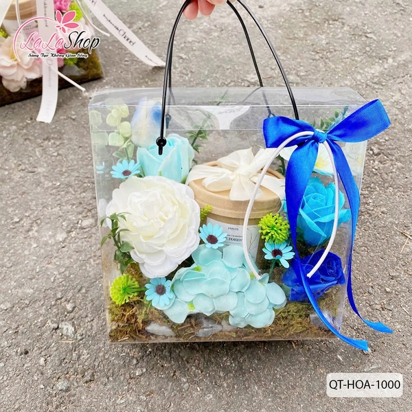 Hộp Mica hoa sáp thơm và nến quà tặng ngọt ngào