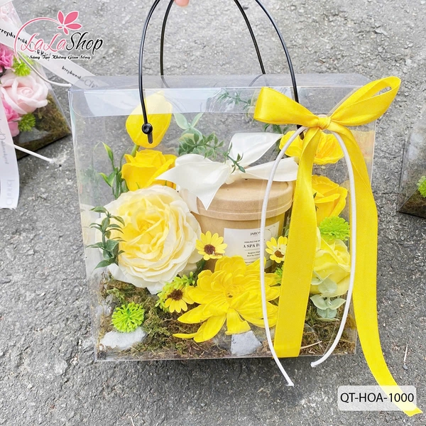 Hộp Mica hoa sáp thơm và nến quà tặng ngọt ngào