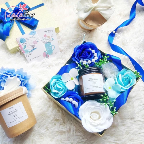 Hộp quà tặng hoa sáp và nến thơm nhiều màu sắc quà tặng ngọt ngào ý nghĩa