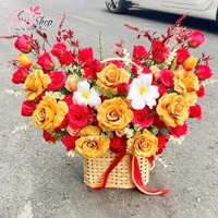Chậu Hoa Hồng Sáp Mix Hoa Tulip Quà Tặng Ý Nghĩa