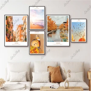 Set 5 Tranh Dán Tường Phong Cảnh Biển Size lớn: gồm 2 tranh 30x40cm và 3 tranh 20x30cm (S)