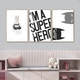 Bộ 3 Tấm Tranh Treo Tường Siêu Nhân Super Hero