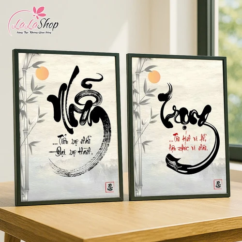 Tranh để bàn thư pháp in uv 5D cao cấp