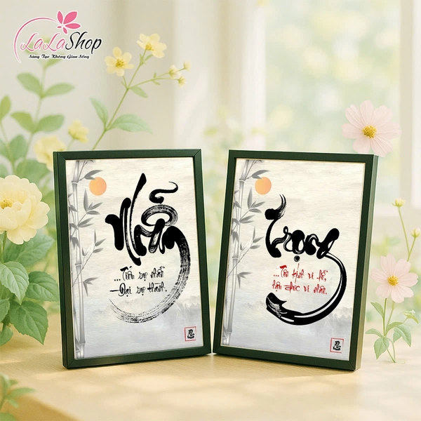Tranh để bàn thư pháp in uv 5D cao cấp