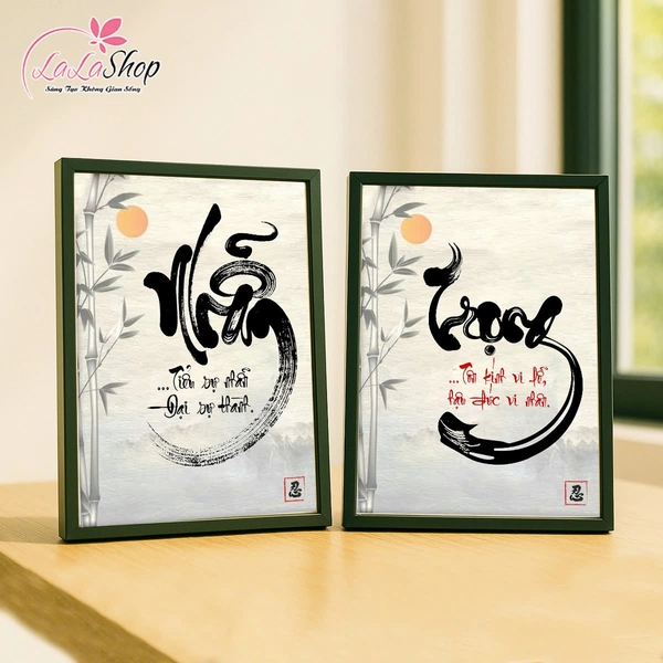 Tranh để bàn thư pháp in uv 5D cao cấp