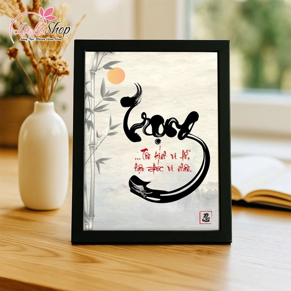 Tranh để bàn thư pháp in uv 5D cao cấp