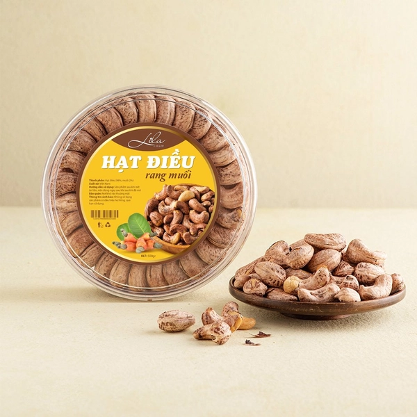 Hạt Điều Rang Muối Vỏ Lụa hộp500gr