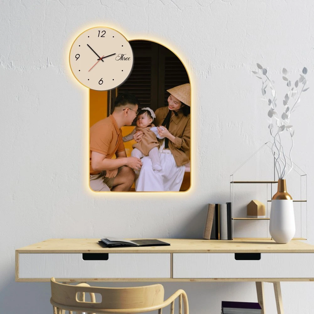 Tranh Đồng Hồ Đèn Led Thiết Kế Hình Ảnh Cá Nhân, Gia Đình, Công Ty Theo Yêu Cầu