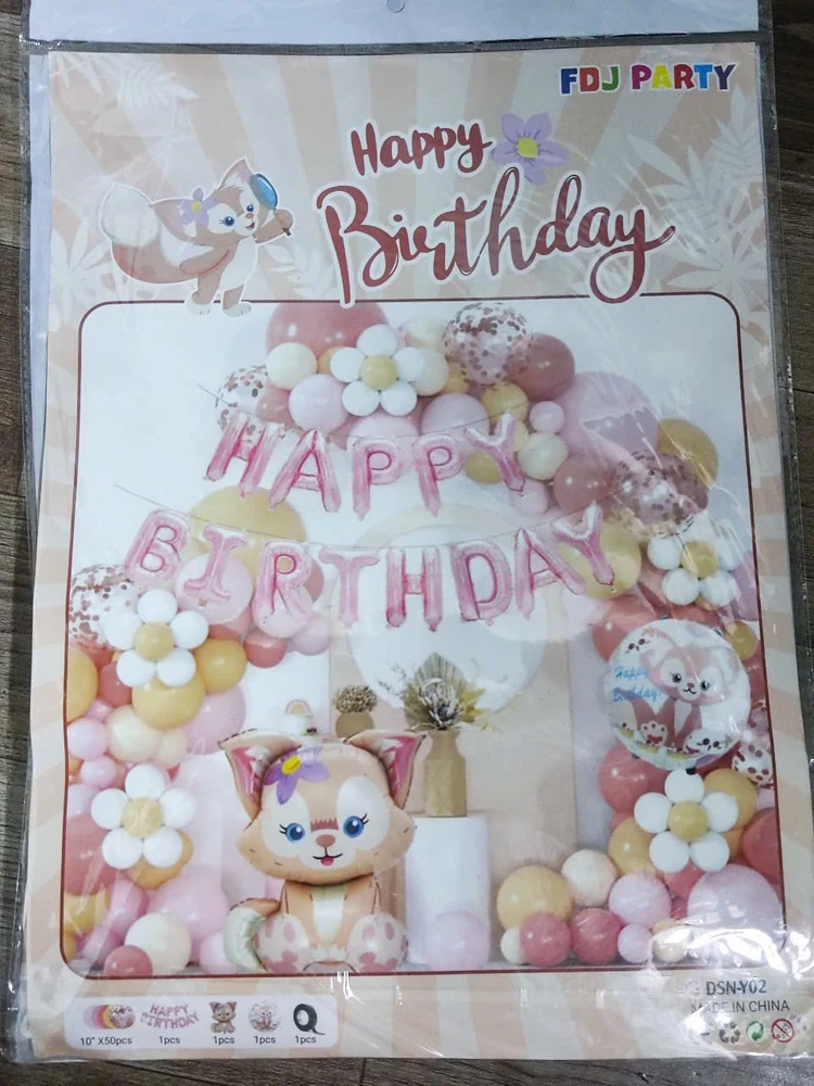 Set Bong Bóng Trang Trí Sinh Nhật Cáo Linabell Hồng Xinh Xắn
