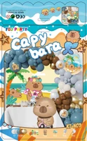 Set Bong Bóng Trang Trí Sinh Nhật Happy Birthday Capybara Và Kỳ Nghỉ Vui Nhộn