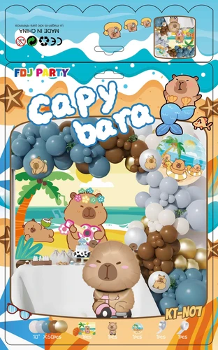 Set Bong Bóng Trang Trí Sinh Nhật Happy Birthday Capybara Và Kỳ Nghỉ Vui Nhộn