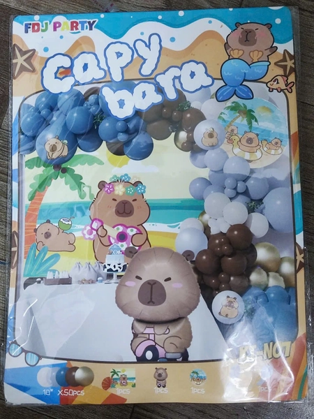 Set Bong Bóng Trang Trí Sinh Nhật Happy Birthday Capybara Và Kỳ Nghỉ Vui Nhộn