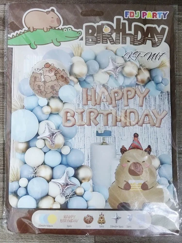 Set Bong Bóng Trang Trí Sinh Nhật Happy Birthday Capybara Và Những Người Bạn