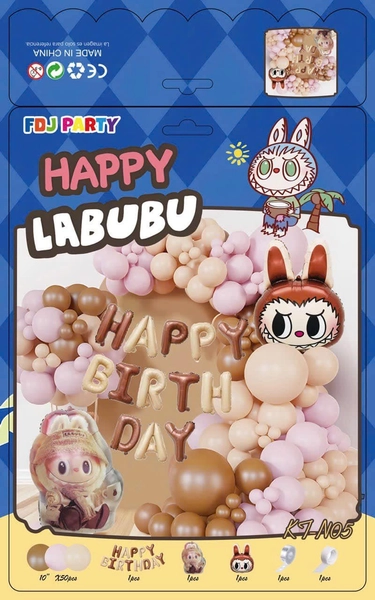 Set Bong Bóng Trang Trí Sinh Nhật Happy Birthday Labubu