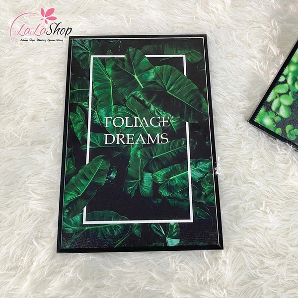 Tranh treo tường bộ 3 tấm phong cảnh lá xanh Green world