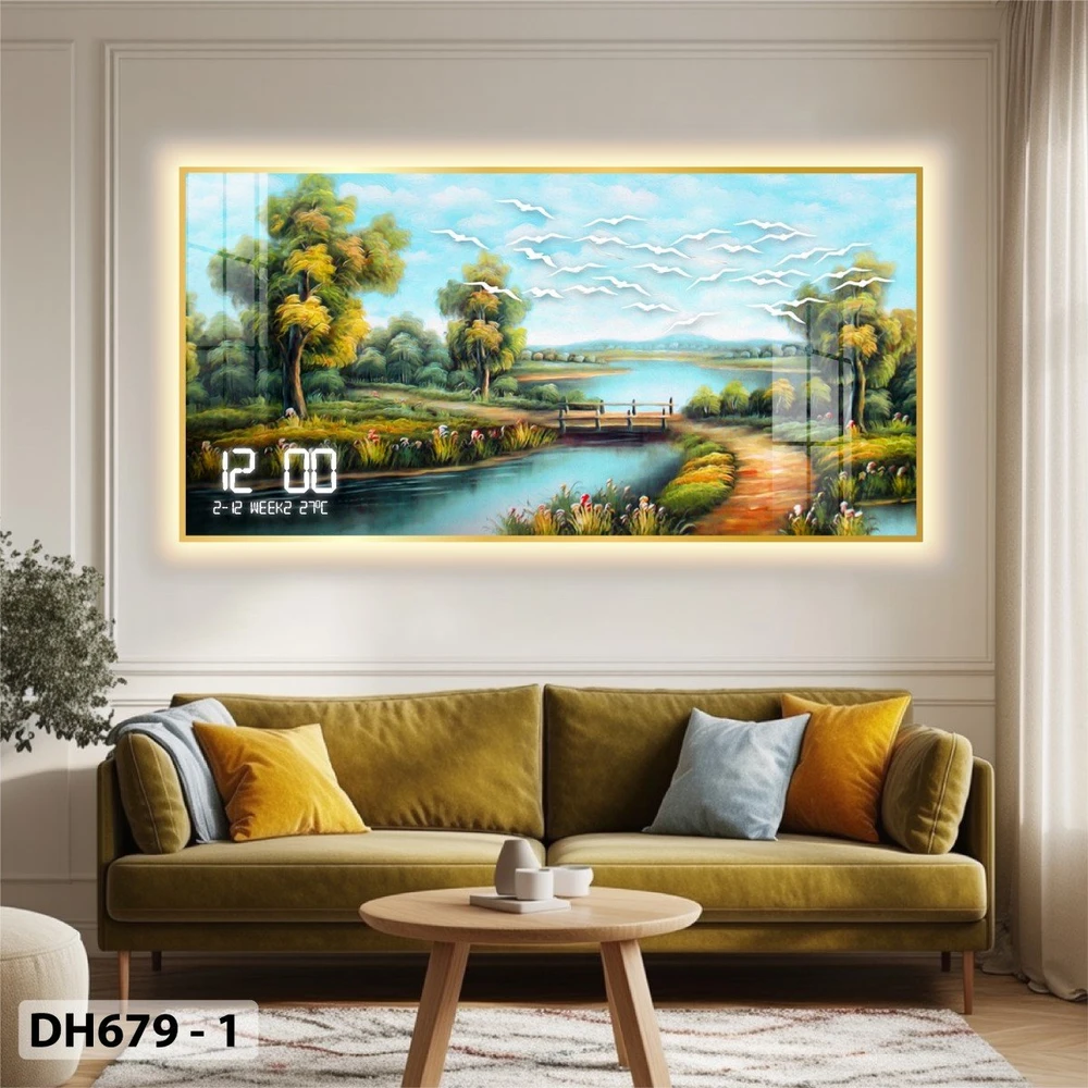 Tranh Đồng Hồ Điện Tử Pha Lê Đèn Led Treo Tường Đa Dạng Mẫu Sang Trọng Cao Cấp