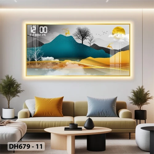 Tranh Đồng Hồ Điện Tử Pha Lê Đèn Led Treo Tường Đa Dạng Mẫu Sang Trọng Cao Cấp