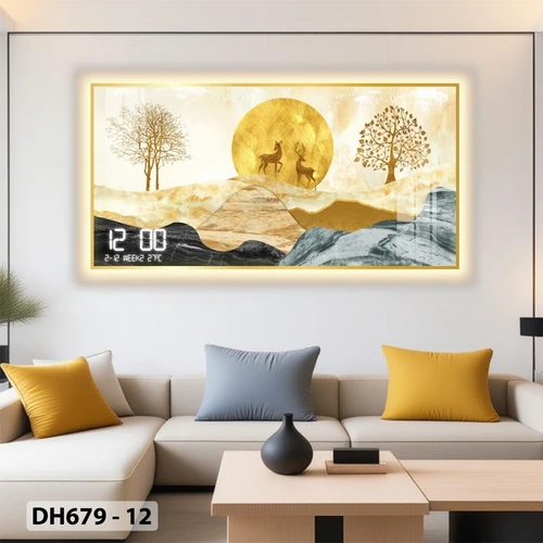Tranh Đồng Hồ Điện Tử Pha Lê Đèn Led Treo Tường Đa Dạng Mẫu Sang Trọng Cao Cấp