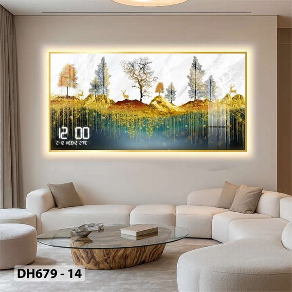 Tranh Đồng Hồ Điện Tử Pha Lê Đèn Led Treo Tường Đa Dạng Mẫu Sang Trọng Cao Cấp