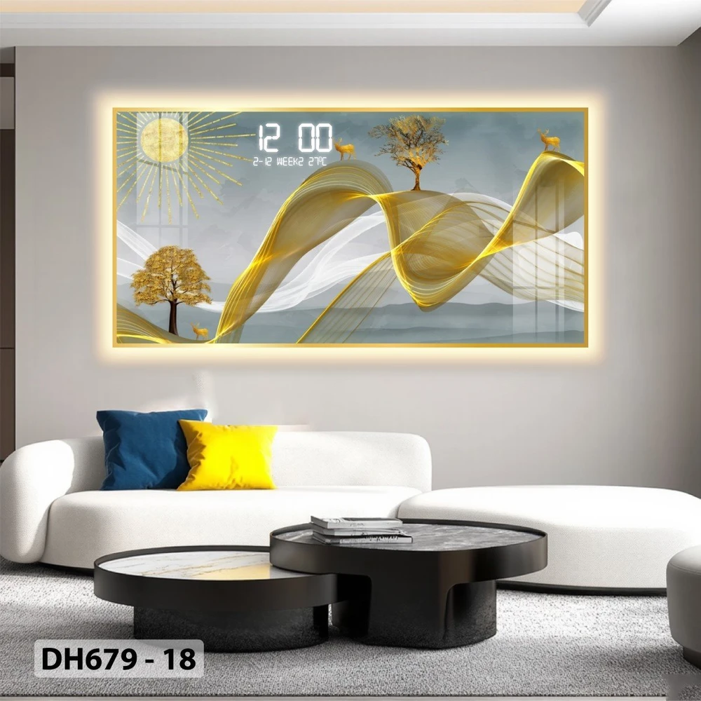 Tranh Đồng Hồ Điện Tử Pha Lê Đèn Led Treo Tường Đa Dạng Mẫu Sang Trọng Cao Cấp