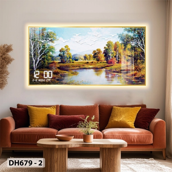 Tranh Đồng Hồ Điện Tử Pha Lê Đèn Led Treo Tường Đa Dạng Mẫu Sang Trọng Cao Cấp