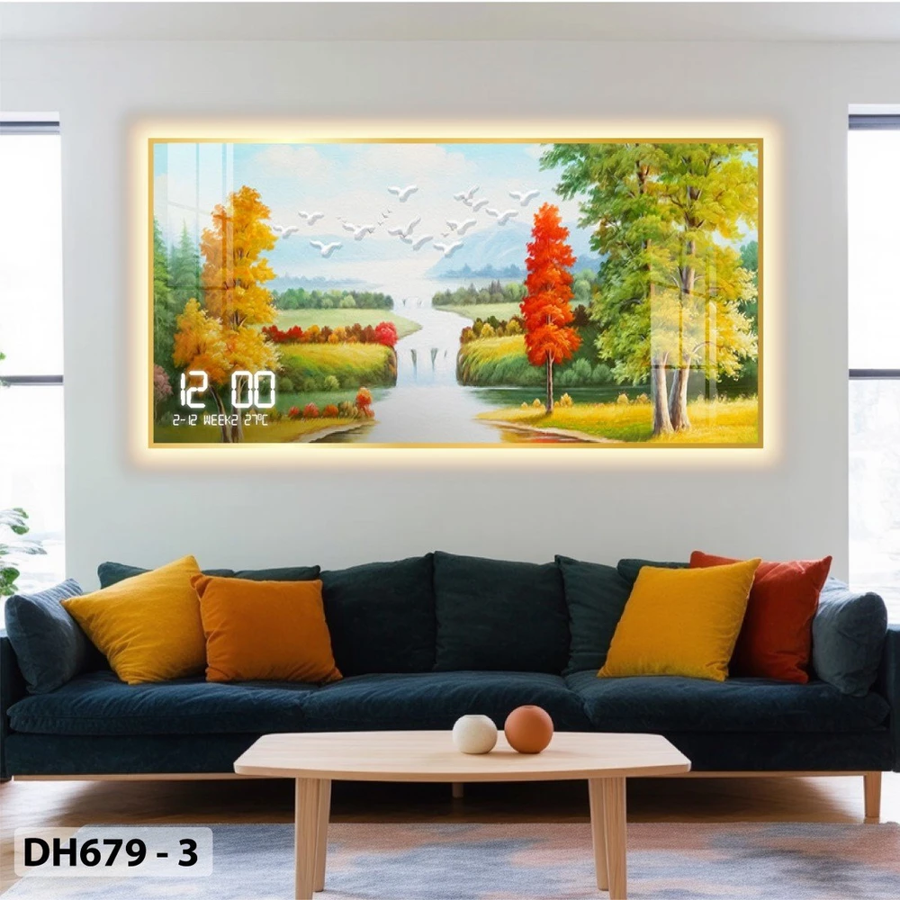 Tranh Đồng Hồ Điện Tử Pha Lê Đèn Led Treo Tường Đa Dạng Mẫu Sang Trọng Cao Cấp
