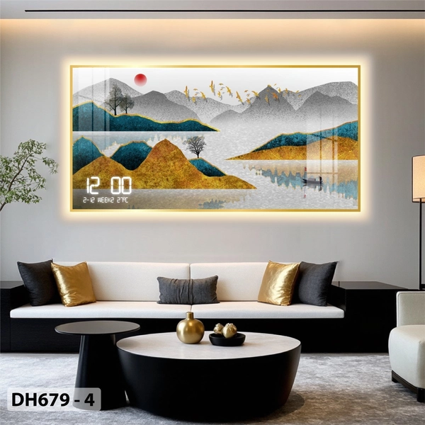 Tranh Đồng Hồ Điện Tử Pha Lê Đèn Led Treo Tường Đa Dạng Mẫu Sang Trọng Cao Cấp