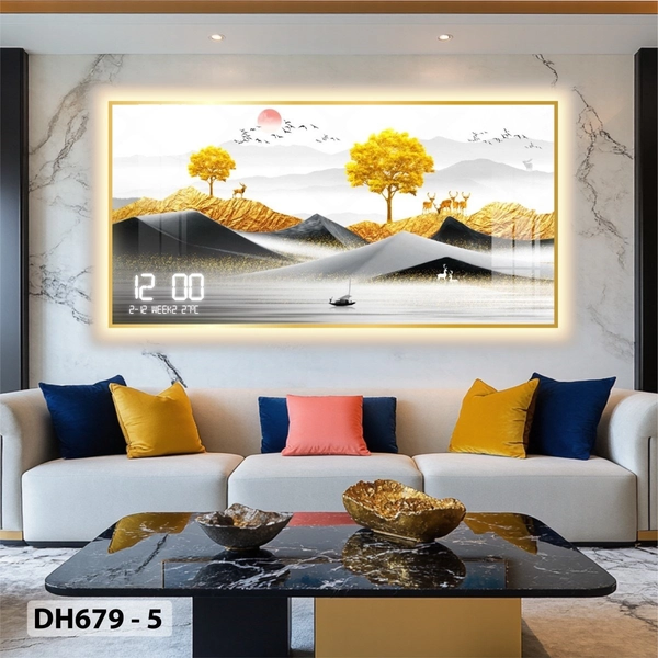 Tranh Đồng Hồ Điện Tử Pha Lê Đèn Led Treo Tường Đa Dạng Mẫu Sang Trọng Cao Cấp