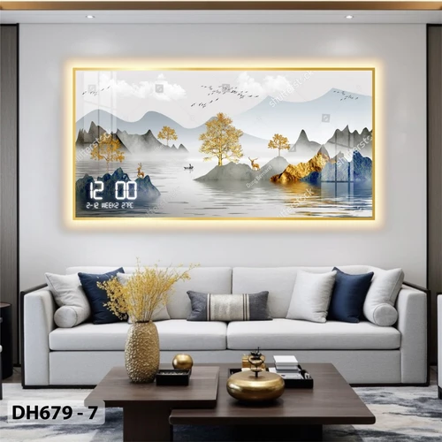 Tranh Đồng Hồ Điện Tử Pha Lê Đèn Led Treo Tường Đa Dạng Mẫu Sang Trọng Cao Cấp