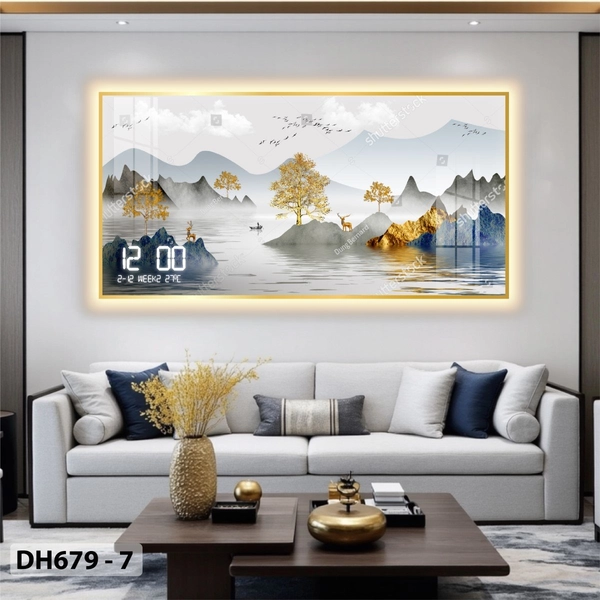 Tranh Đồng Hồ Điện Tử Pha Lê Đèn Led Treo Tường Đa Dạng Mẫu Sang Trọng Cao Cấp