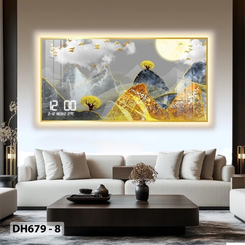Tranh Đồng Hồ Điện Tử Pha Lê Đèn Led Treo Tường Đa Dạng Mẫu Sang Trọng Cao Cấp
