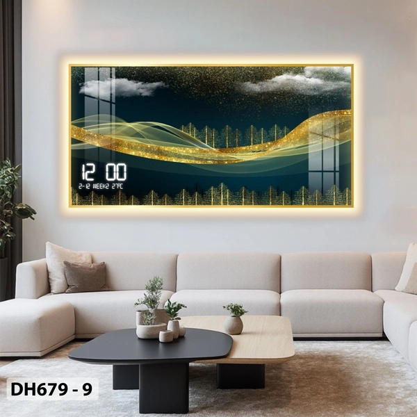 Tranh Đồng Hồ Điện Tử Pha Lê Đèn Led Treo Tường Đa Dạng Mẫu Sang Trọng Cao Cấp