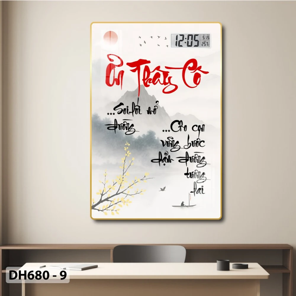 Tranh Đồng Hồ Điện Tử Pha Lê Treo Tường Tặng Thầy Cô Món Quà Kỷ Niệm Ý Nghĩa