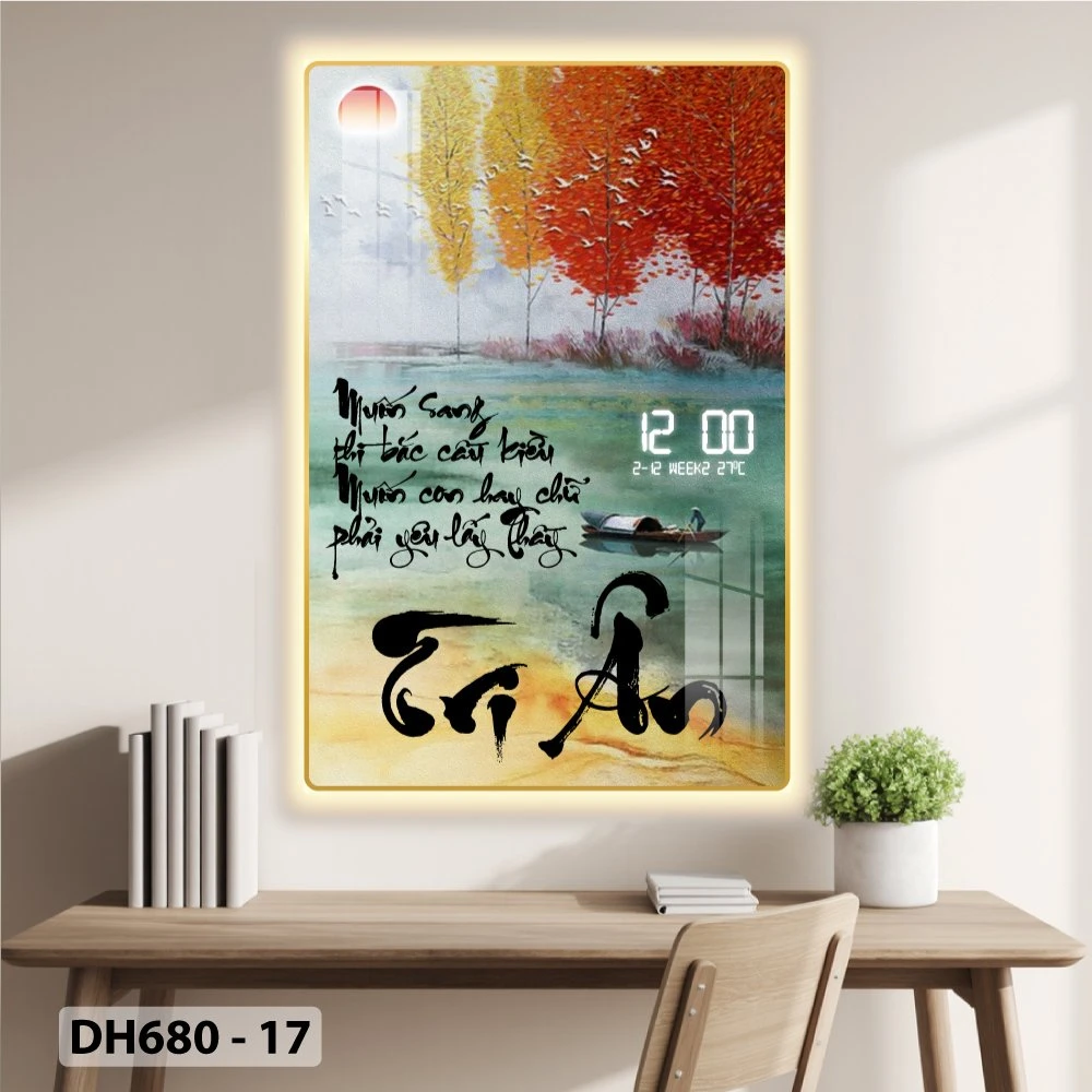 Tranh Đồng Hồ Điện Tử Pha Lê Treo Tường Tặng Thầy Cô Món Quà Kỷ Niệm Ý Nghĩa