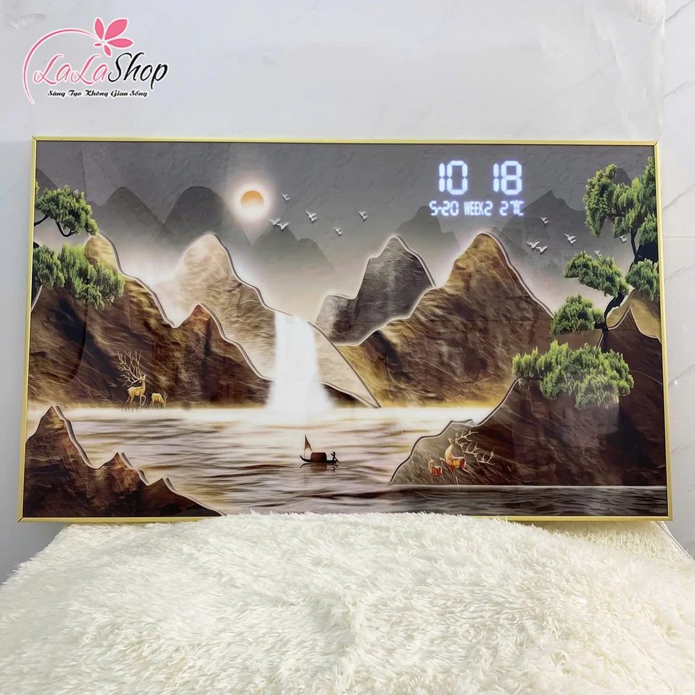 Tranh Đồng Hồ Điện Tử Pha Lê Đèn Led Treo Tường Đa Dạng Mẫu Sang Trọng Cao Cấp