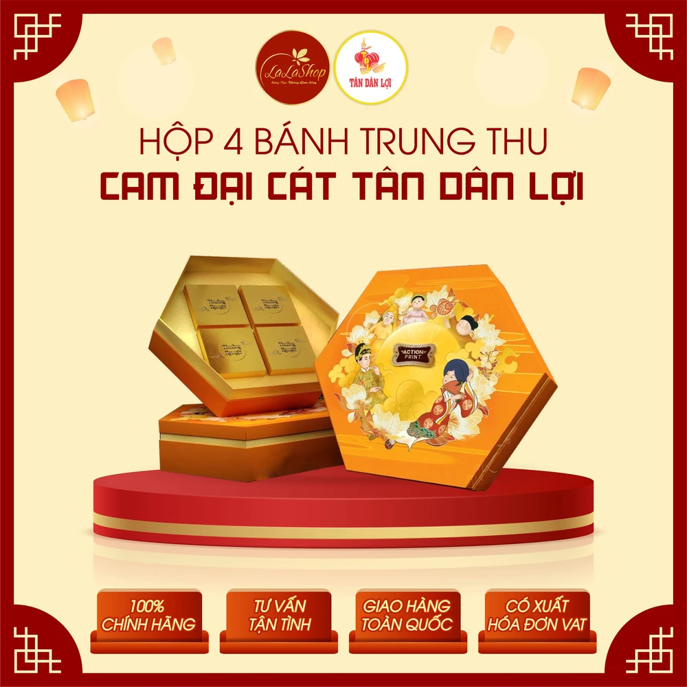 Hộp 4 Bánh Trung Thu Cam Đại Cát Tân Dân Lợi