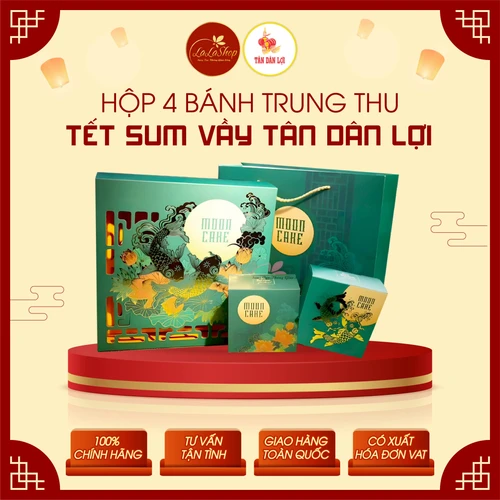 Hộp 4 bánh trung thu Tết sum vầy Tân Dân Lợi