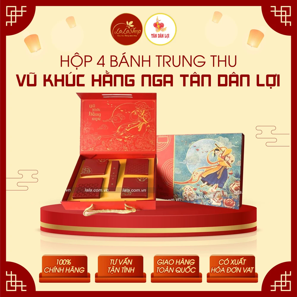 Hộp 4 Bánh Trung Thu Kèm Trà 15g Vũ Khúc Hằng Nga