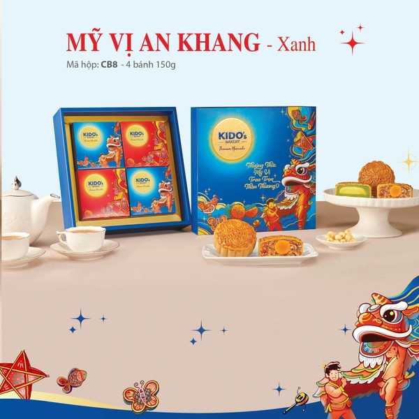Hộp 4 Bánh Trung Thu Kido Mỹ Vị An Khang Xanh (CB8)